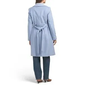Cole Haan Accessories Cole Haan Ice Blue Wool Blend Wrap Coat